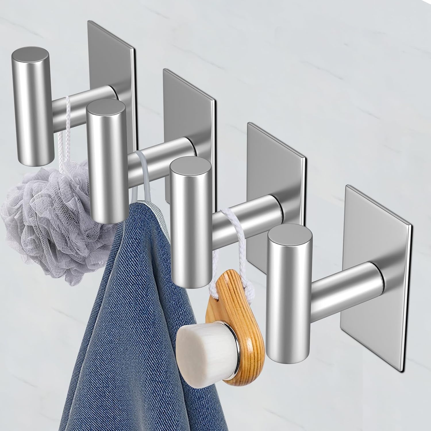 VAEHOLD Wall Towel Hooks. Heavy Duty Sticky Holder Waterproof Towel Hooks for Hanging Coat. Clothes. Closet Hook Wall Mount for Kitchen (Silver. 2 Pack) - Image 7