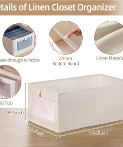 Alternative view of Pradnel Linen Closet Organizers And Storage. 4 Pack Storage Bins Baskets for Organization Foldable Organizer with Clear Window Organizing Clothing. Jeans. Shelves