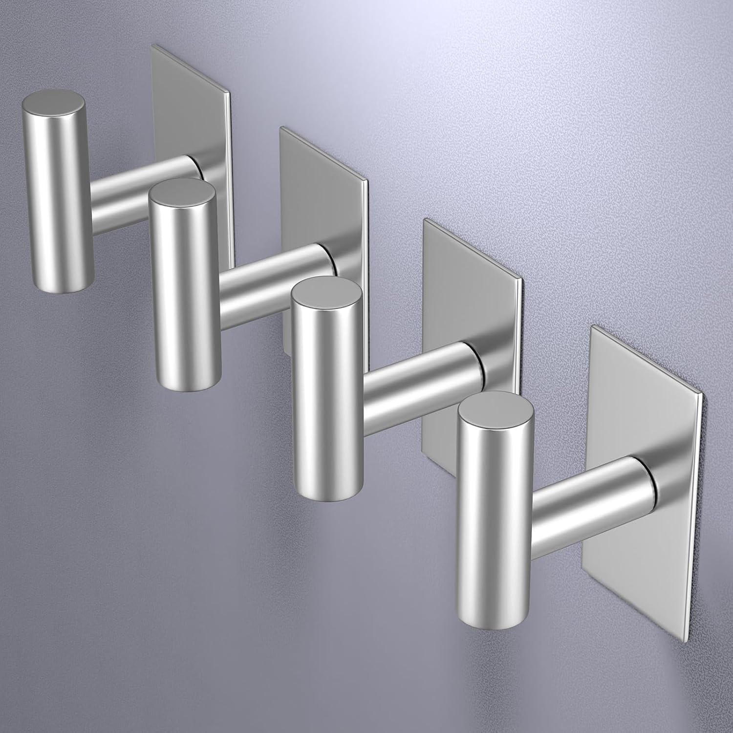 VAEHOLD Wall Towel Hooks. Heavy Duty Sticky Holder Waterproof Towel Hooks for Hanging Coat. Clothes. Closet Hook Wall Mount for Kitchen (Silver. 2 Pack) - Image 3