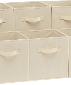 Amazon Basics Collapsible Fabric Storage Cubes Organizer with Handles. Sturdy Storage Bins for Organization. 10.5 x 10.5 x 11. Beige. 6-Pack